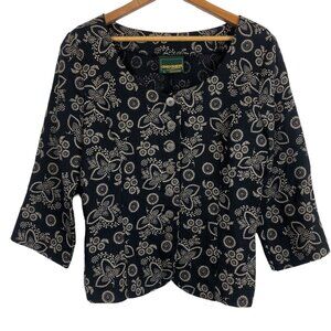 Geiger Collections Austria Women's Linen Jacket 36 Floral Etched Metal Buttons